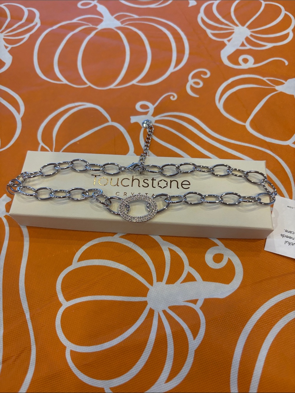 Touchstone Silver Crystal Link Necklace